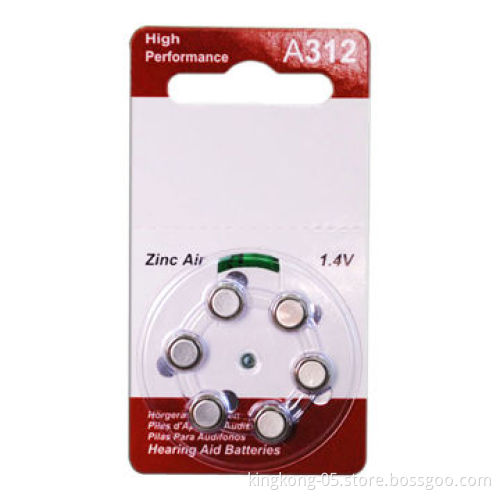 A312 Zinc Air Hearing Aid Battery, 170mAh, 1.4V